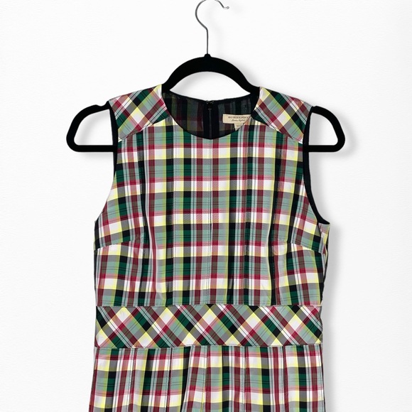 NWT BURBERRY Aria Achni Pleat Detail Check Midi Dress Size 38 US 4 - Picture 12 of 16